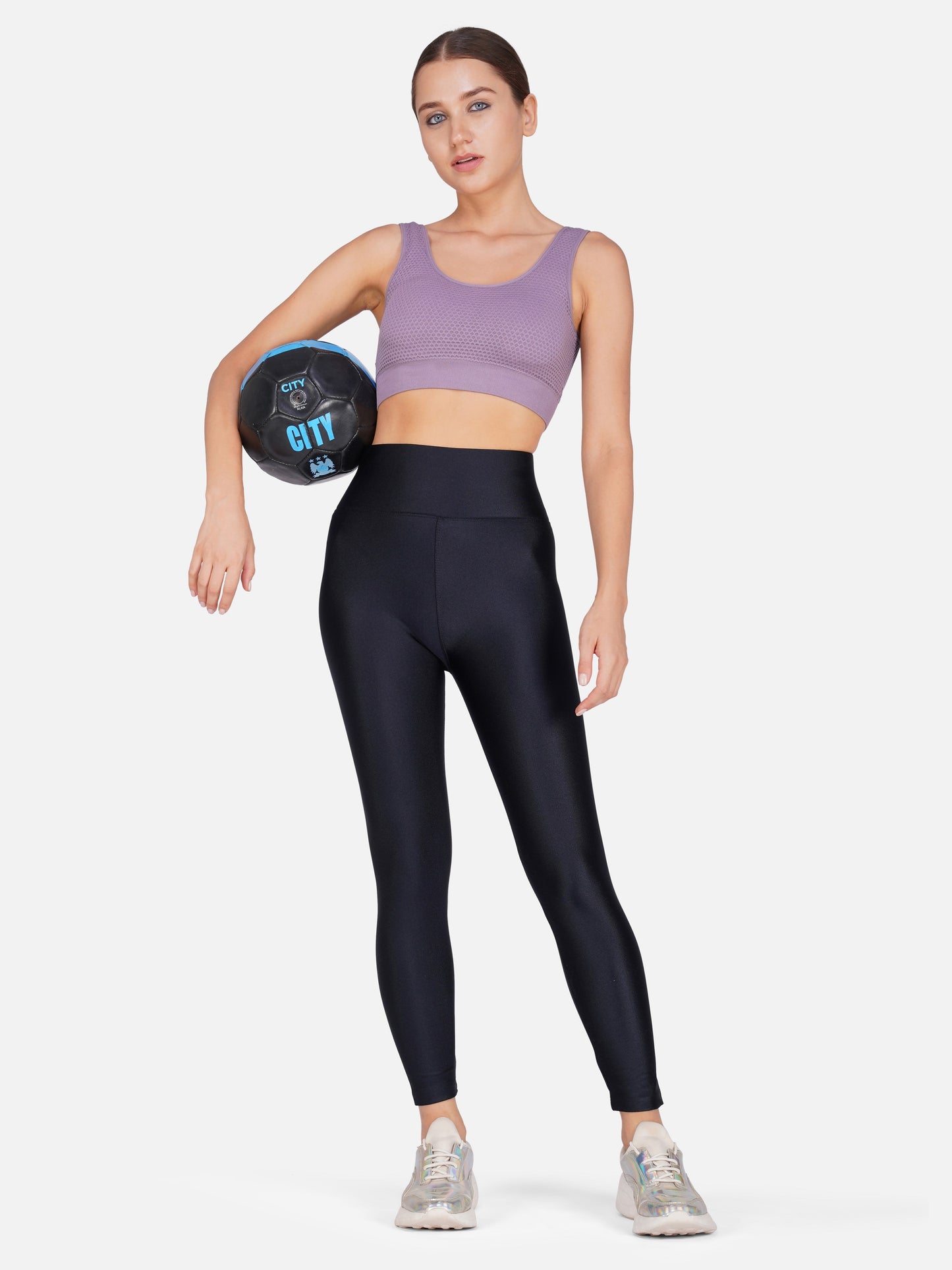 Poftik high waist shiny black workout legging glossy legging for gym, yoga & running