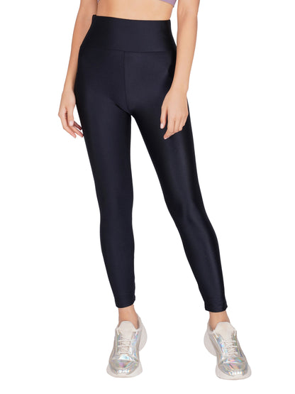 Poftik high waist shiny black workout legging glossy legging for gym, yoga & running