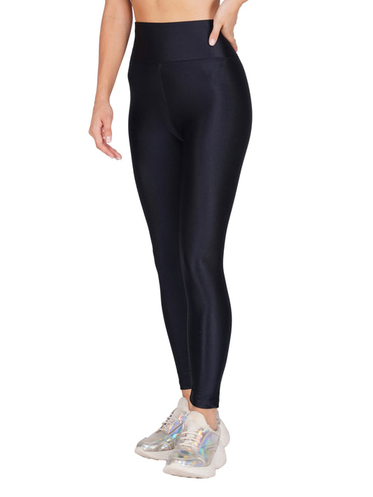 Poftik high waist shiny black workout legging glossy legging for gym, yoga & running